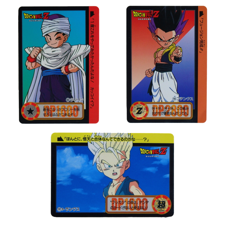 Carte Dragonball Carddass abimée lot No.726 (80) Part.18, No.837 (191) et No.840 (194) Part.21