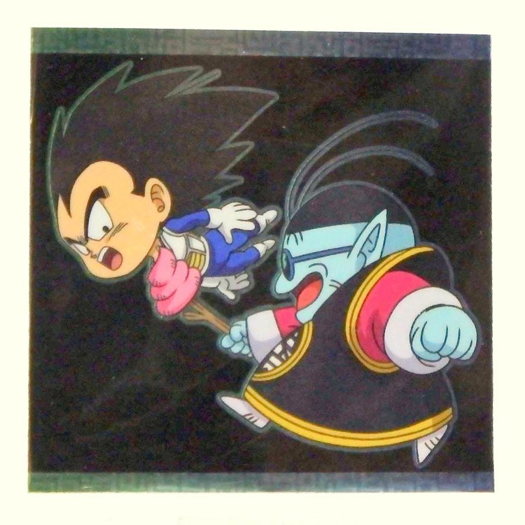 Sticker DRAGON BALL GAUFRETTE BANDAI #W 15-18 Rang R - Végéta et Kaiôsama