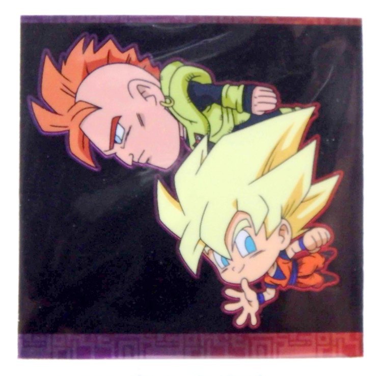 Sticker DRAGON BALL GAUFRETTE BANDAI #W 15-20 Rang R - Cyborg N°16 et Son goku